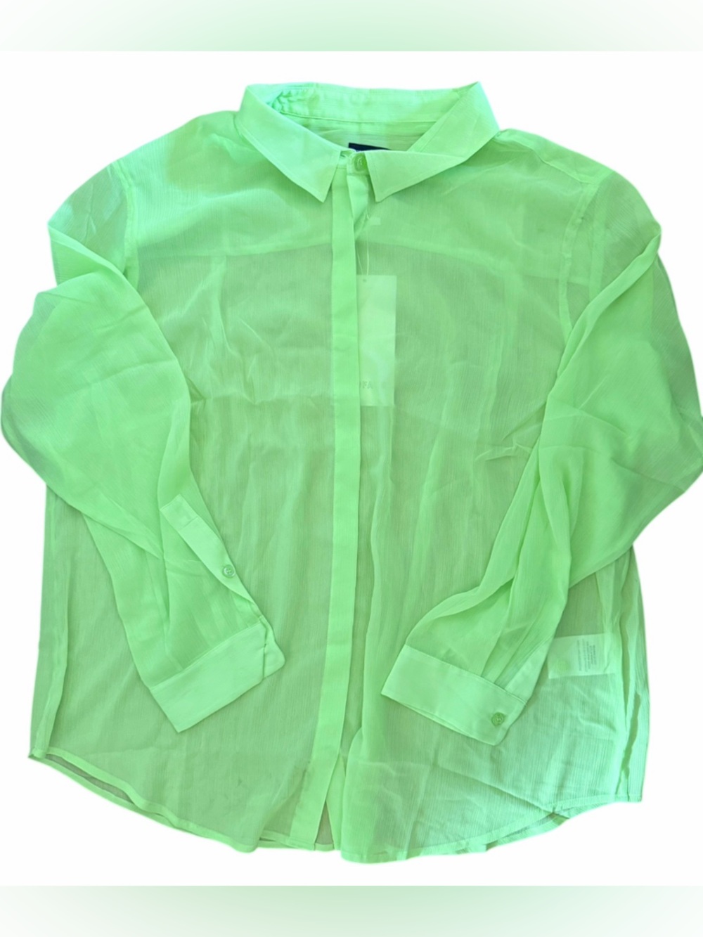 Wildfang The Empower Sheer Button-Up Shirt Green Size 1X NWT